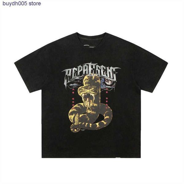 

c0qj 2023 new men's and women's t shirt fashion design brand present high street tide python washing couple outfit large short sle, White;black