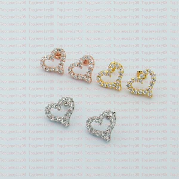 

designer hollow heart necklace female diamond earrings couple chain pendant luxury jewelry gift girlfriend accessories wholesale with box, Silver