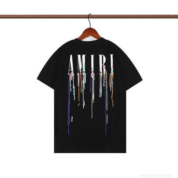 

designer fashion maker fashion brand flowing color letter mairi printed short sleeve cotton tshirt men's and women's versatile hip, White