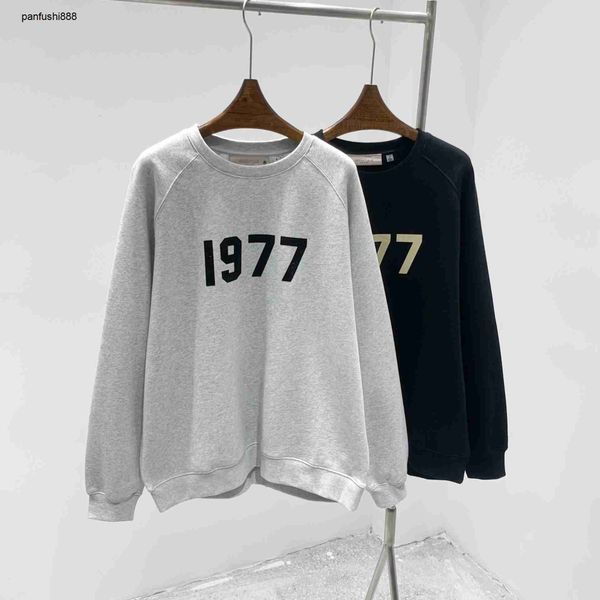 

casual hoodies fos fear god flocking 1977 sweater ess season 8 round neck simple winter plush long sleeve ins, Black