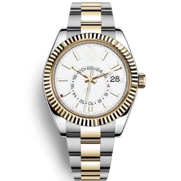 

u1 sky dweller mens automatic watch automatic 2813 movement watches stainless steel chromalight 42mm luminous waterproof wristwatches gifts, Slivery;brown