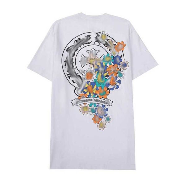

ch luxury t-shirt men's classic brand tees men women sanskrit letter sweatshirts short sleeve horseshoe designer couple t-shirts cross, White;black