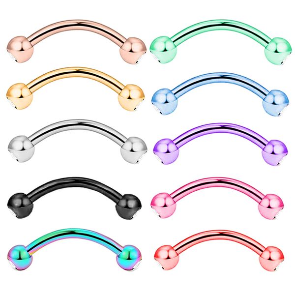 

gem steel eyebrow banana piercings curved barbell ring lip labret tongue piercings daith helix earring piercings body jewelry 10, Silver
