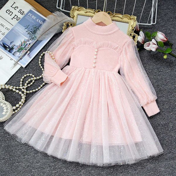 

girl's dresses autumn winter s wool knitted sweater british style dress for party wedding baby clothes christmas y2303, Red;yellow
