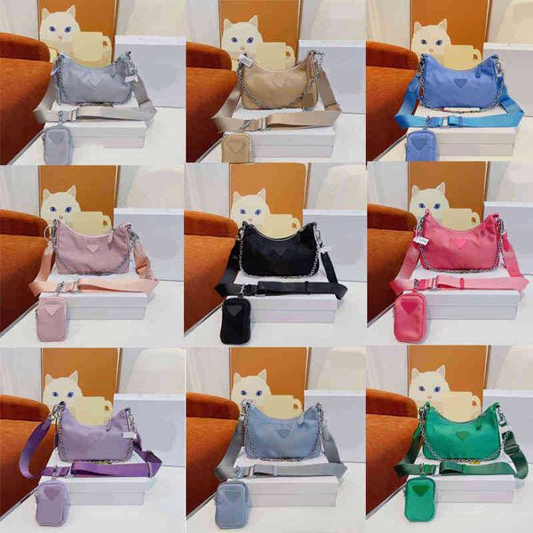 

3 in1 cross body designer bags women chain luxury handbags underarm purse nylon crossbody designer purses messenger bags 220905