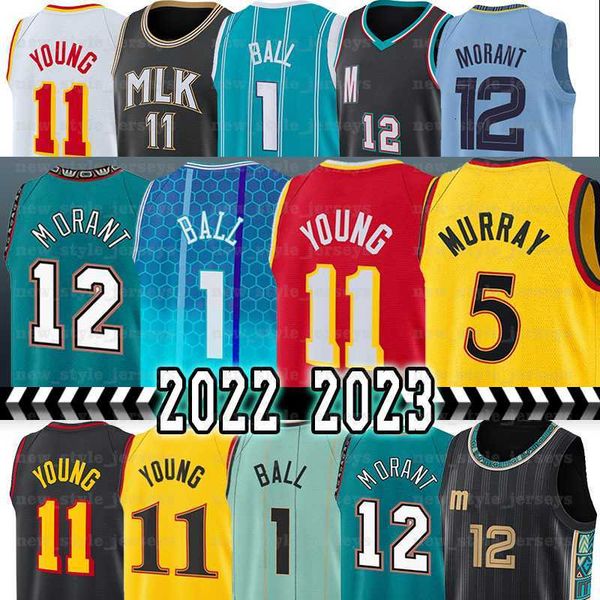 

trae young 11 basketball jerseys hawk dejounte murray grizzlie ja morant 12 lamelo ball 1 shirt jersey