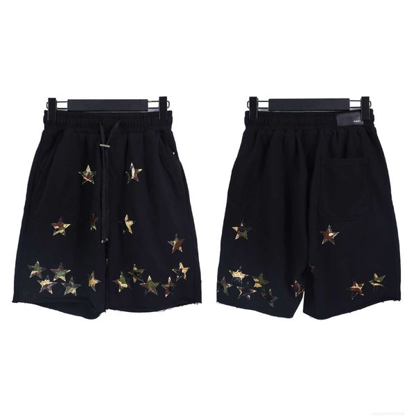 

designer fashion maker mairi ss fivepointed star patch leather style decorative men's casual sports shortsnn86, White;black