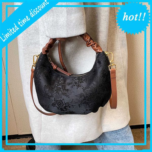 

fashion luxury designer bag 2023 new handheld women's bag jacquard embroidery crossbody small brand crcent tiktok live evening clutches