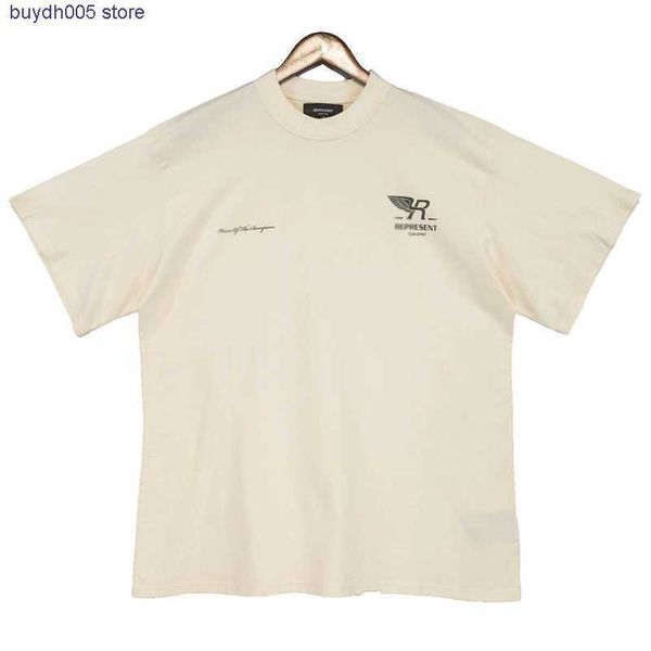 

fz2p 2023 new men's and women's t shirt fashion design brand present washed used embossed wings embroidered letters printed short, White;black