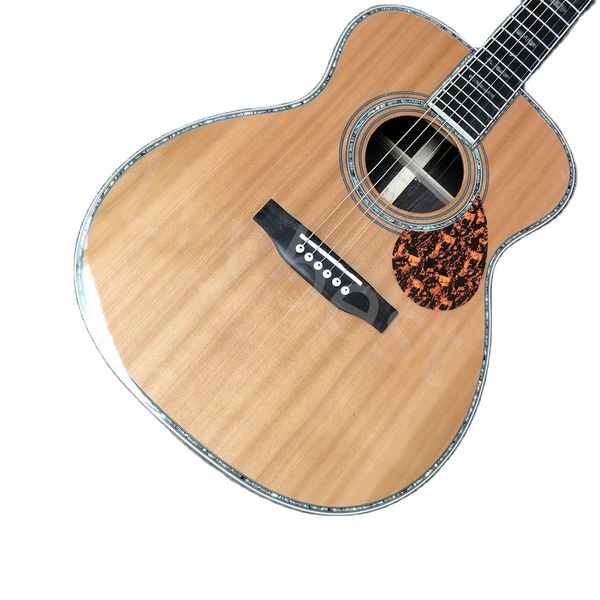 

custom guitar with logo on om aaaaa solid back side abalone binding acoustic guitar with pickguard and silver tuner