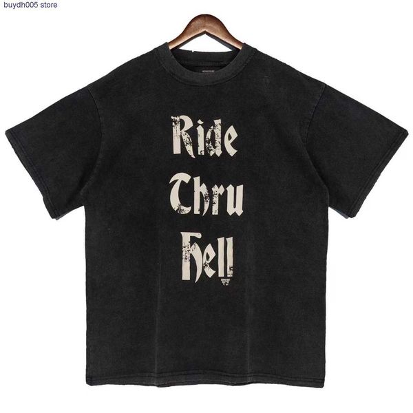 

a5o7 2023 new men's and women's t shirt fashion design brand present correct version of meichao high street wash used letter print, White;black