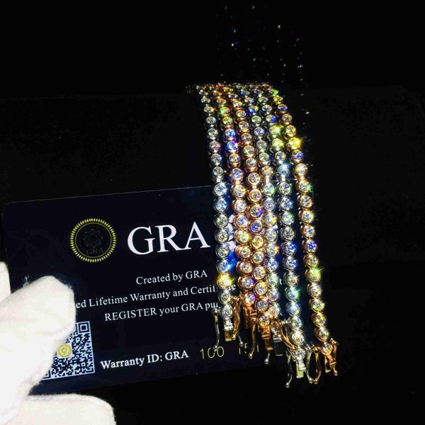 

hip hop 925 silver 3mm vvs moissanite annular mosaic tennis chains bracelet