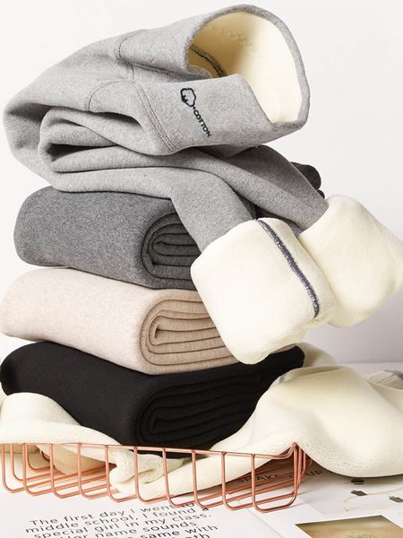 

women's leggings women's leggings winter lamb cashmere warm pants with fleece female legging slim tights cotton velvet thermal leg, Black