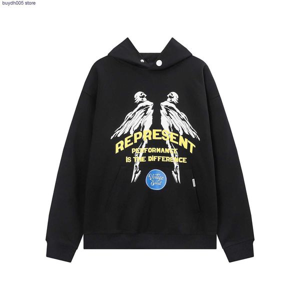 

p284 new men's and women's hoodies fashion design brand present letter foaming print vintage high street hip hop casual 1n60, Black
