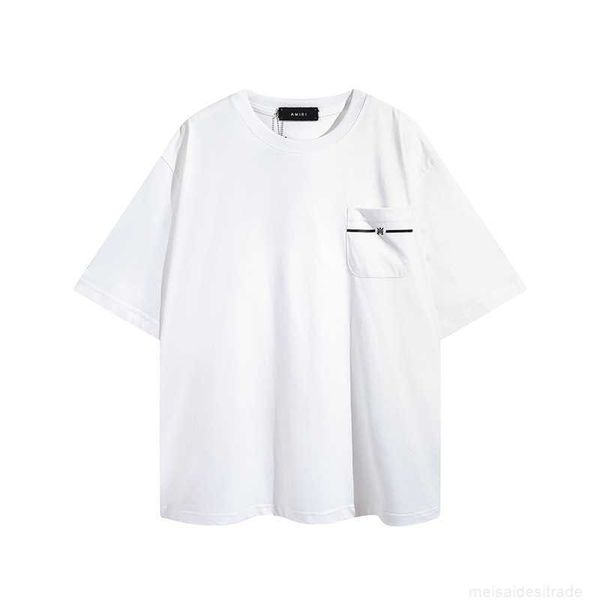 

designer fashion maker fashion mairi short sleeve chest pocket english letter print couple tshirt for men and women2e8f, White
