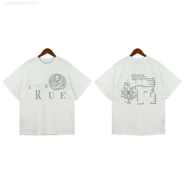 

designer oversize plus cloth rhude loose high street ins fashion print couple casual round neck short sleeve tshirtd5ee, White