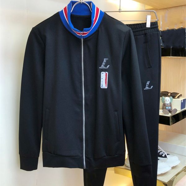 

casual men's tracksuits suit 2023 louiseity two-piece suit coat hoodie trousers alphabet fashion spring and autumn outdoor sports suit, Gray