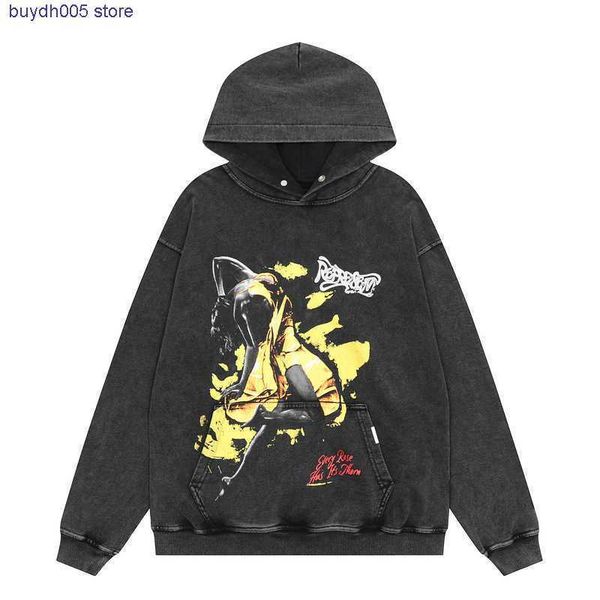 

0rhc new men's and women's hoodies fashion design brand present repeat washing used high street fog style loose autumn winter azld, Black