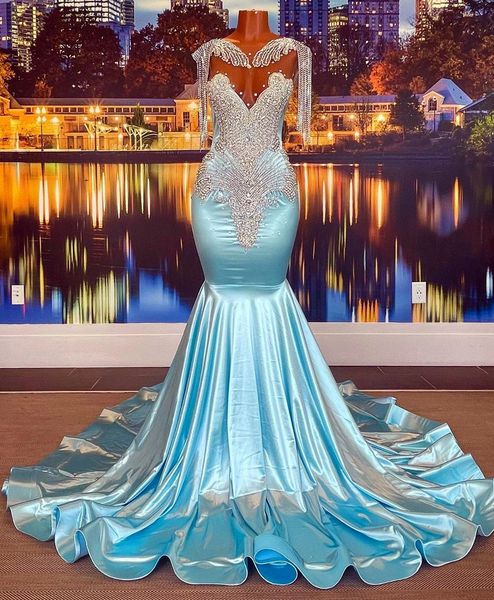 

2023 arabic aso ebi beaded crystals prom dresses mermaid backless evening formal party second reception birthday engagement gowns dress zj55, Black