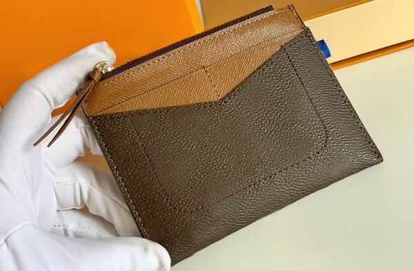 

fashion designer card holders luxury womens wallets porte-carte zippe small purses high-quality ladies monograms credit card holder with box, Brown;gray