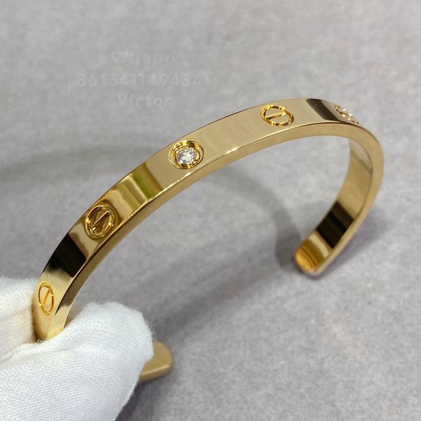 

love bangl bangle one diamond couple bracelet for woman designer opening gold plated 18k t0p quality official reproductions fashion luxury e, Black