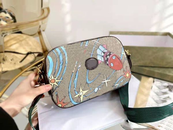 

the new 2023 cartoon printing ribbons camera bag lady large capacity one girls women genuine leather handbag shoulder bags aslant package