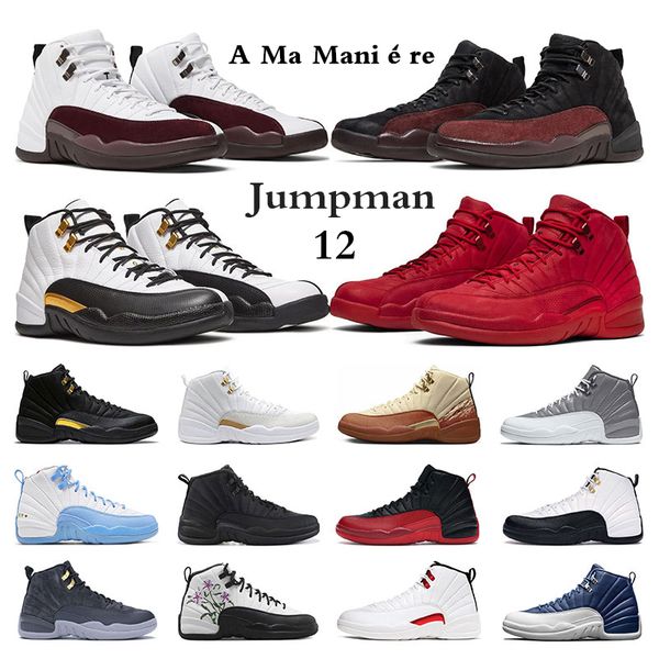 

men basketball shoes 12s jumpman 12 sports sneakers a ma maniere black taxi utility burnt sunrise gym red flu game emoji mens trainers size