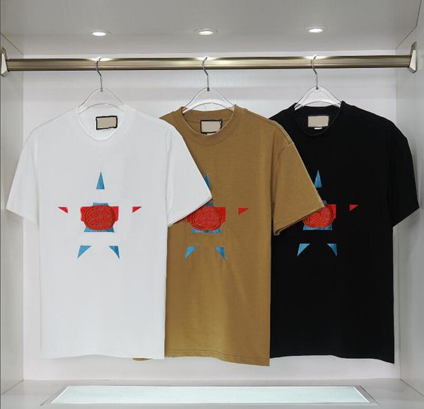 

designer t shirt embroidery of chest letters short sleeve tee men women lovers luxury t-shirts fashion brand co-branding senior pure cotton, White;black