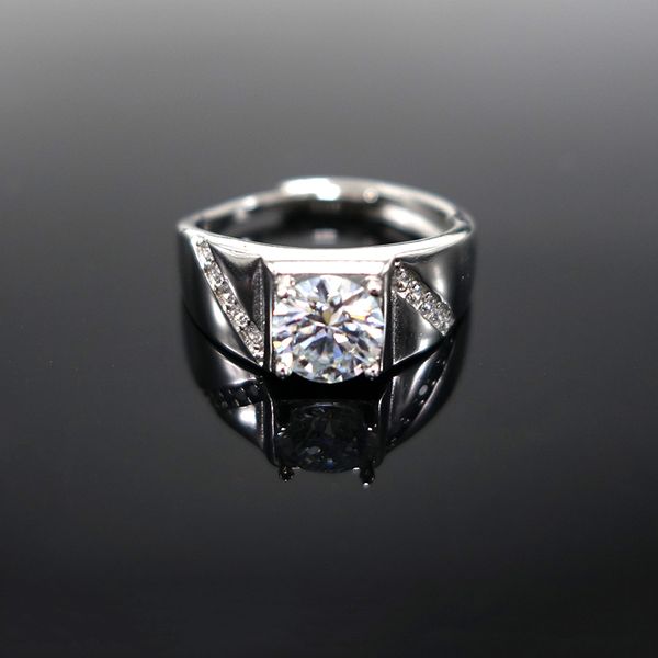 

925 sterling silver d color moissanite men's ring simple fashion domineering 1ct men's wedding engagement ring, Slivery;golden