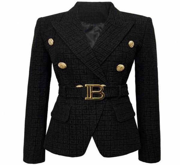 

womens suits blazers 5xl spring autumn fashion small suit home lion button short black white jacquard balmian jacket7765698, White;black