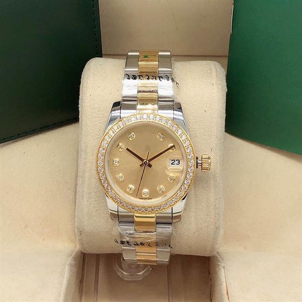 

boutique stylish classic sapphire ladies watch 31mm waterproof casual stainless steel automatic mechanical movement2825, Slivery;brown