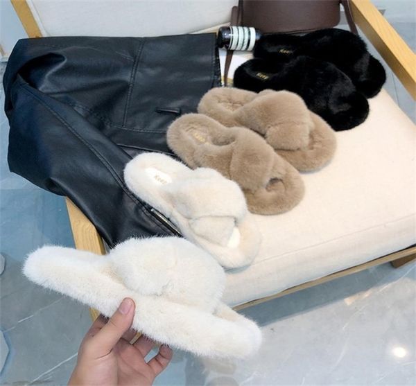 

maggie s walker 2020 spring new fuzzy slippers sliders shoes soft comfort footwear shoe cute winter fur home shoe casual shoes y203877475, Black