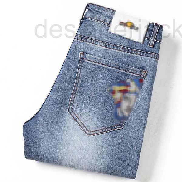 

men's jeans designer autumn new medusa embroidered slightly elastic leggings 0zun, Blue
