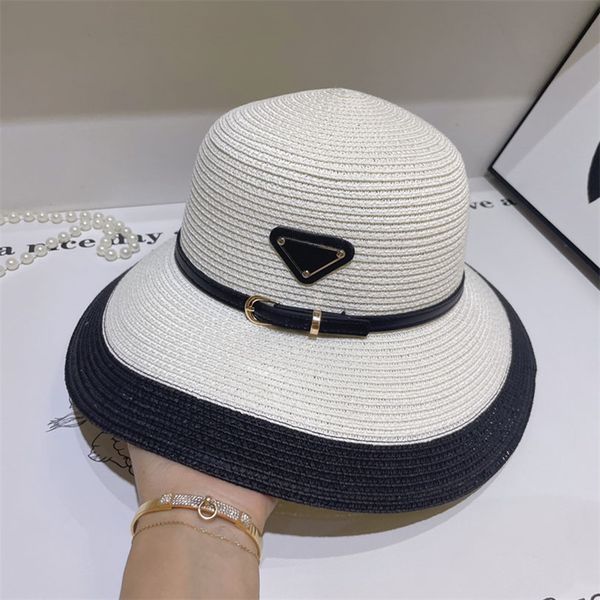 

wide brim straw bucket hats ladies summer designer hats raffia grass braid sunhats holiday beach caps designers women bonnet basin cap, Blue;gray