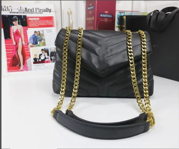 

fashion luxury handbag shoulder bag women girl brand designer seam leather lady metal chain black clamshell messenger chain bags 707