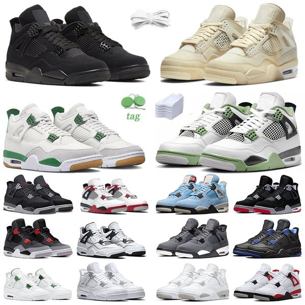 

jumpman 4 4s mens basketball shoes black canvas black cat bred canvas military black pn dust starfish university blue men women trainers spo