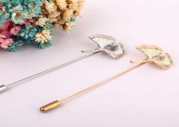 

new vintage brooches collar pins ginkgo biloba leaf lapel pin brooch men flower leaf tassel chain brooch9243404, Gray