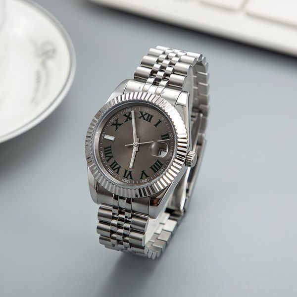 

mens automatic mechanical movement watches 36/41mm full stainless steel luminous waterproof 28/31mm women couples style classic sapphire des, Slivery;brown
