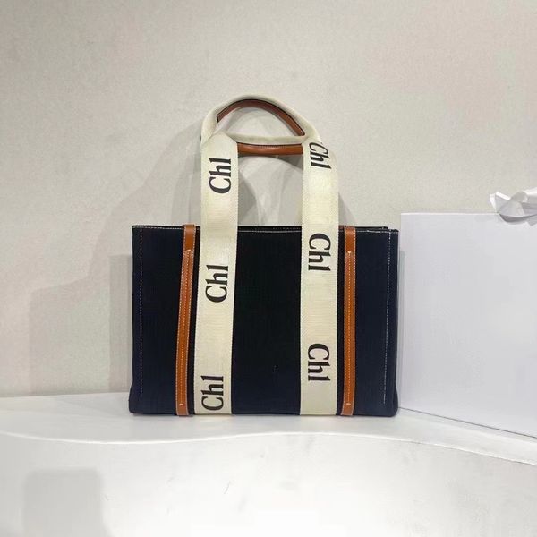 

luxury shoulder bags letter print stripe large capacity tote bag canvas female casual handbags