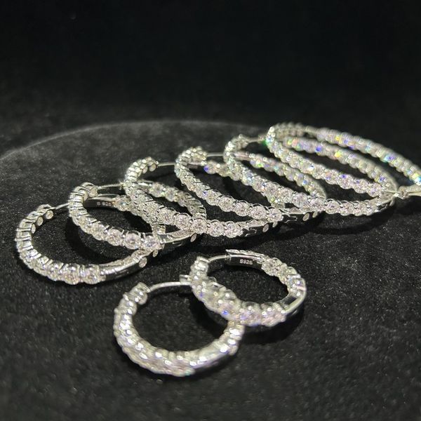 

25mm-55mm diameter charming earrings 925 sterling silver studs bling moissanite diamond hoops earrings jewelry for girls women nice gift, Golden;silver