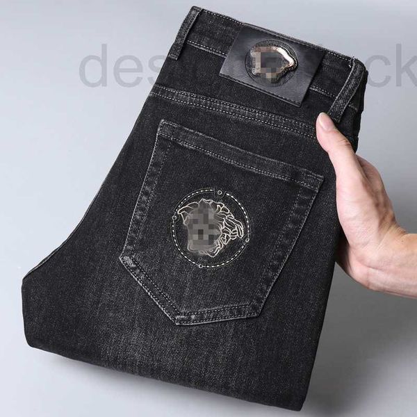 

men's jeans designer autumn and winter new luxury korean thick elastic feet slim fit brand f2ol, Blue