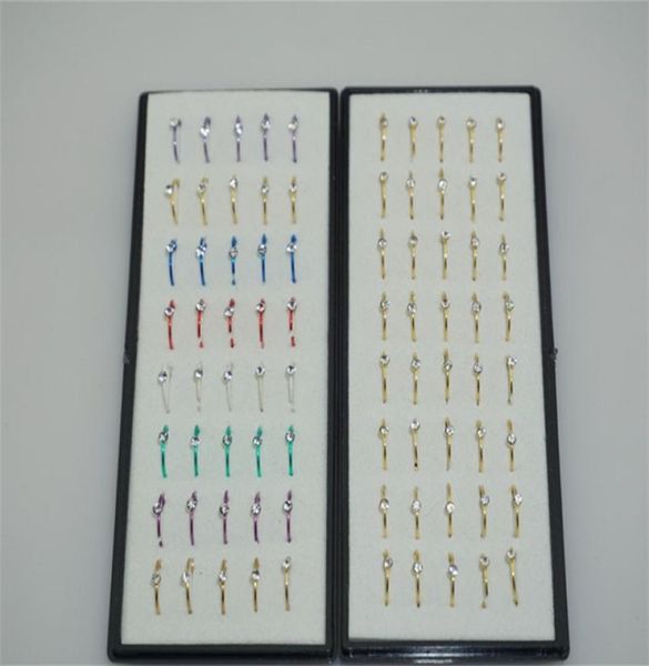 

stainless steel body jewelry circular nose ring whitecolorful cz zircon lip labret nipple piercing rings for women 40pcsset9878111, Silver