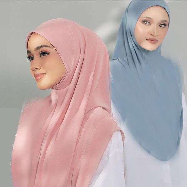 

hijabs ramadan chiffon hijabs for woman instant hijabs with cap khimar islam muslim jersey head scarf headwraps muslim women clothing 230324, Blue;gray