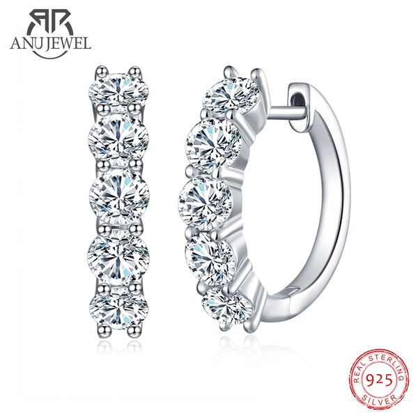 

stud anujewel 4mm 3cttw d color huggie hoop earrings 925 sterling silver luxury huggie earring for women 230324, Golden;silver