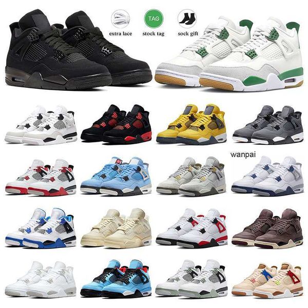 

men women basketball shoes 4s jumpman 4 military black cat sb pine green cactus jack university blue sail white cement seafoam mens sports s