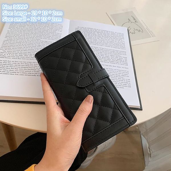 

wholesale ladies shoulder bag multifunctional wear-resistant simple solid color black leather coin purse joker multi-card long wallet classi, Red;black