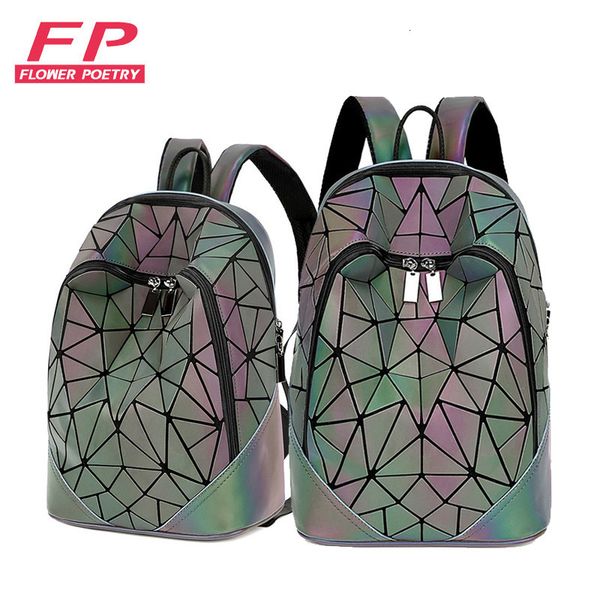 

backpack women backpack geometric folding bag small students school bags for teenage girls luminous backpacks hologram daily backpack 230324