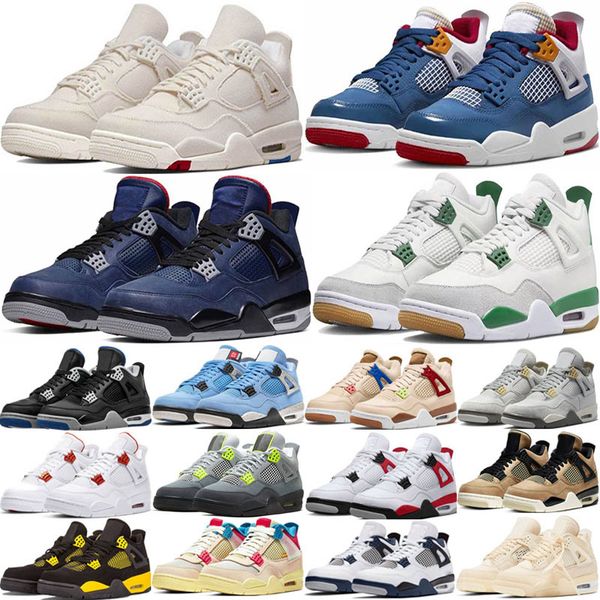 

jumpman 4 basketball shoes 4s military black cat midnight navy craft pn dust red cement thunder sail university blue violet ore womens sneak
