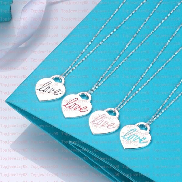 

2023 fashion peach heart necklace bracelet ot buckle ladies stainless steel couple pendant neck luxury jewelry valentine's day gift wit, Silver