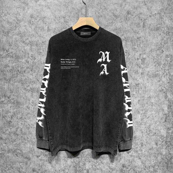 

designer fashion maker mairi street high edition headband skull wash old printed long sleeve tshirt sweater5wc8, Black